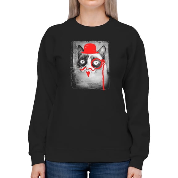 Grumpy Cat With Red Graffiti Sweatshirt Women -T-Line Designs, Female 4X-Large
