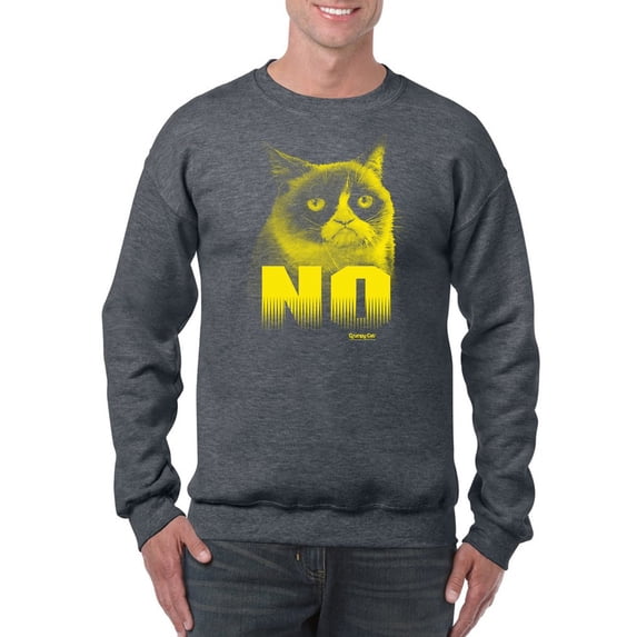 Grumpy Cat Yellow Design Sweatshirt Men -T-Line Designs, Male Large