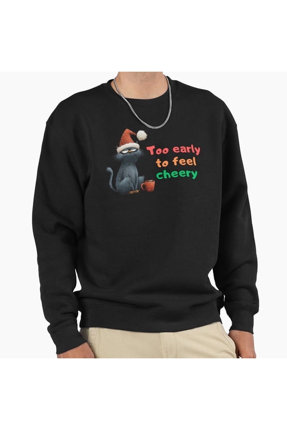 Grumpy Christmas Cat Funny Holiday Mood Graphic Unisex Sweatshirt Retro Humor Art G22059, Up to Size 5XL