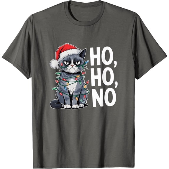Grumpy Sit Cat Grumpy Christmas Cat Ho Ho No Holiday T-Shirt - Walmart.com