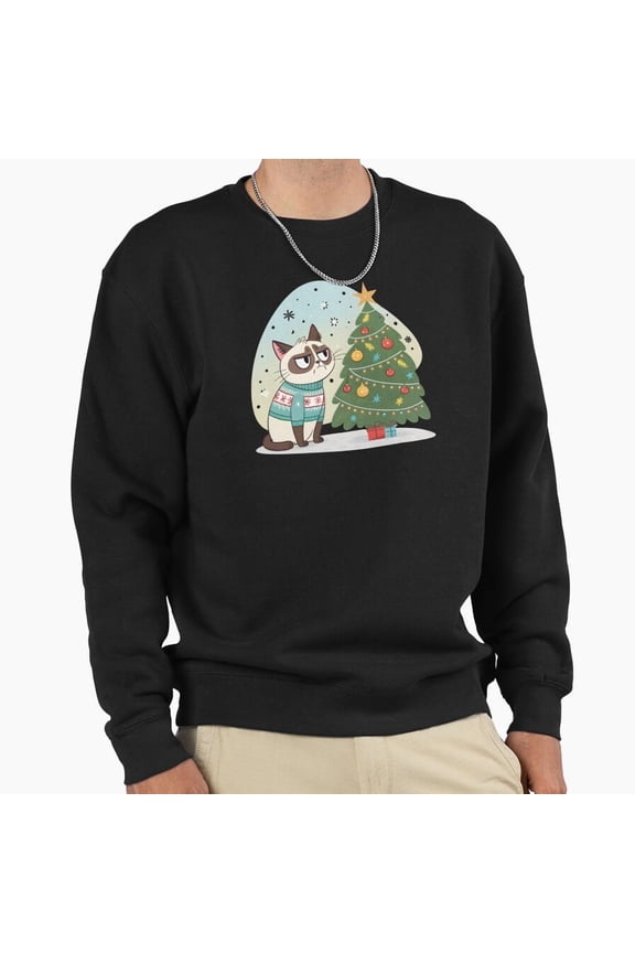 Grumpy Christmas Cat Ideal Gift Feline Funny Retro Holiday Graphic Art Unisex Sweatshirt G12789, Up to Size 5XL