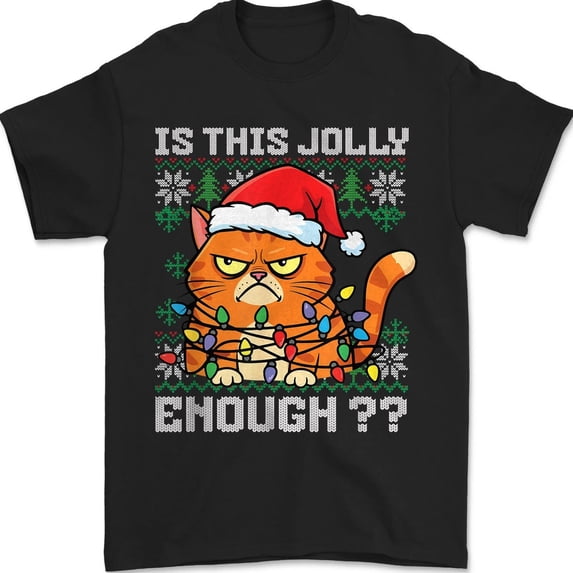 Grumpy Sit Cat Grumpy Christmas Cat Is This Jolly Enough T-Shirt - Walmart.com