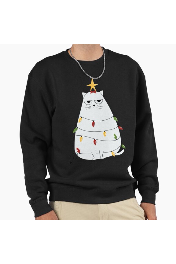 Grumpy Christmas Cat St. Nick Hat Funny Retro Aesthetic Graphic Vintage Unisex Sweatshirt G507, Up to Size 5XL