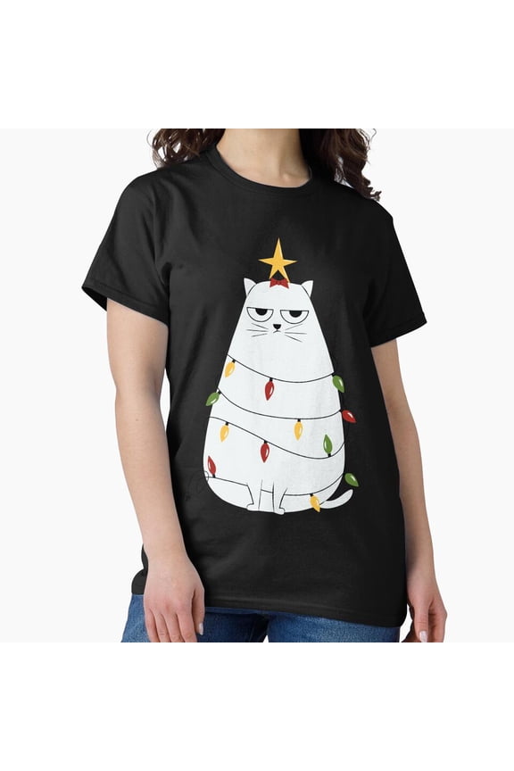 Grumpy Christmas Cat With A St. Nick Hat And Antlers Funny Holiday Feline - New Arrival G19433 Unisex T-Shirt, Up to Size 5XL