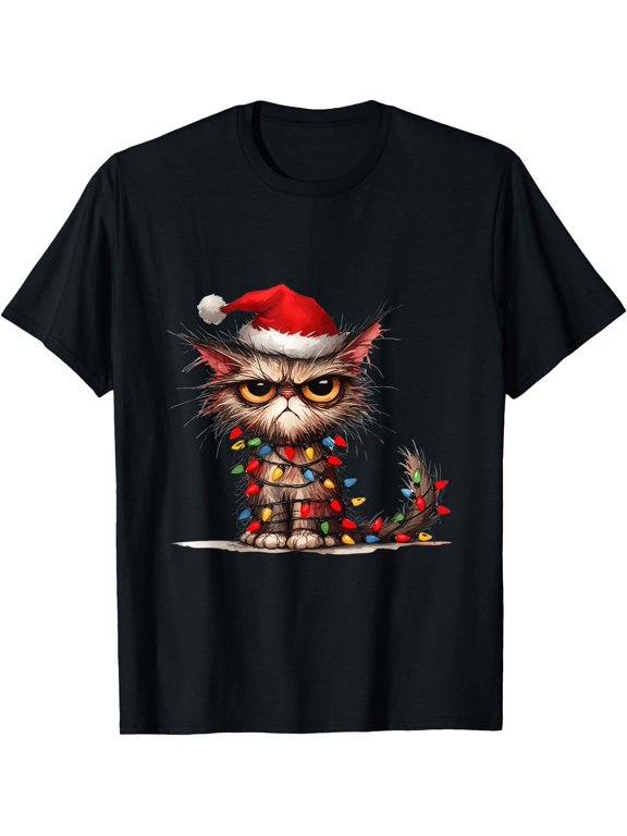 Grumpy Christmas Kitten Cats Cat Mom Dad T-Shirt