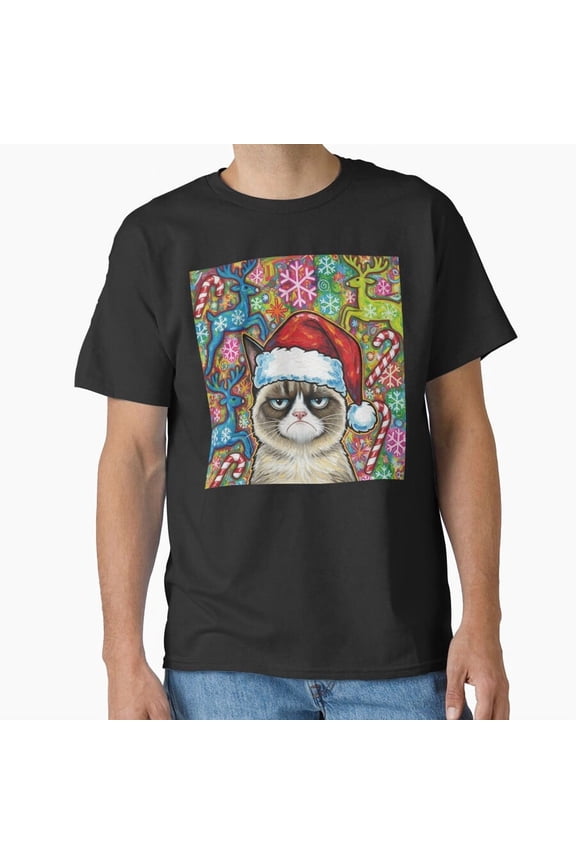 Grumpy Claus Funny Cat Funny Christmas Sweater Art G2760 Unisex T-Shirt, Up to Size 5XL