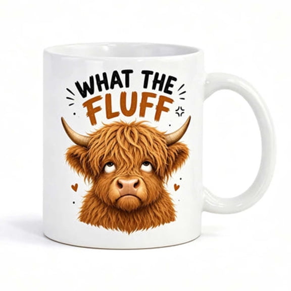 Grumpy Cow Ceramic Coffee Mug, Funny Animal Printed Drink Cup, 11oz Beverage Mug Kitchen Accessory, Home Office Gift Drinkware Design, Durable Ceramic Coffee Container Long Lasting