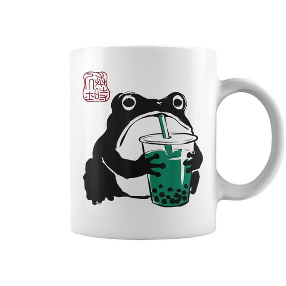 Grumpy Frog Boba Tea Anime Japanese Coffee Mugs