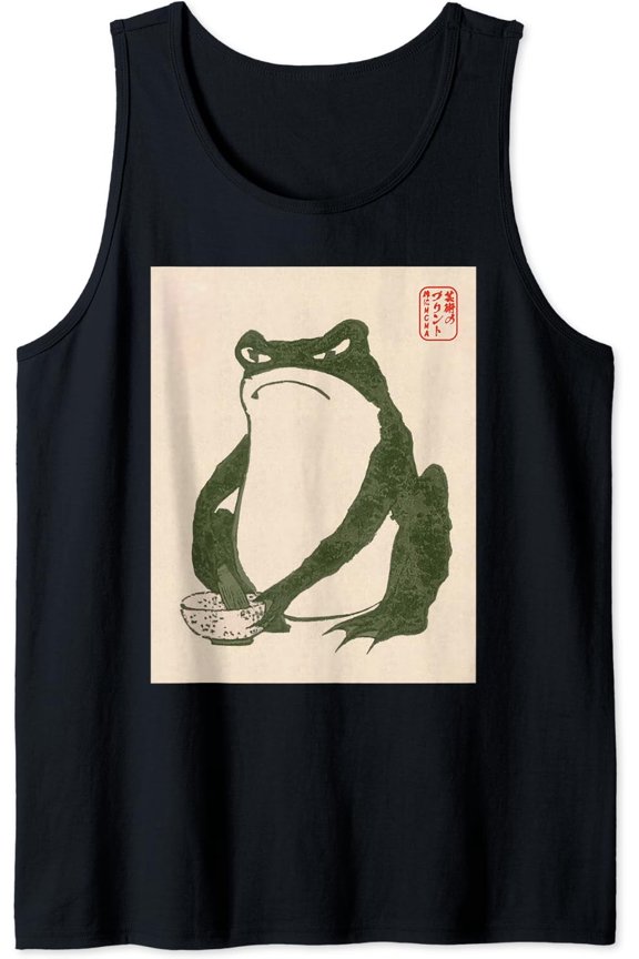 Grumpy Frog Japanese Art Print Tank Top Size S-3XL