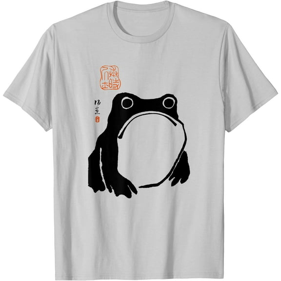Grumpy Frog Japanese Art Unisex T-Shirt for Men Women Kids,Ice Grey Color,Size 4XL