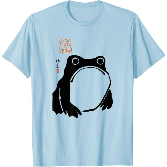 Grumpy Frog Japanese Art Unisex T-Shirt for Men Women Kids,Light Blue Color,Size 2XL