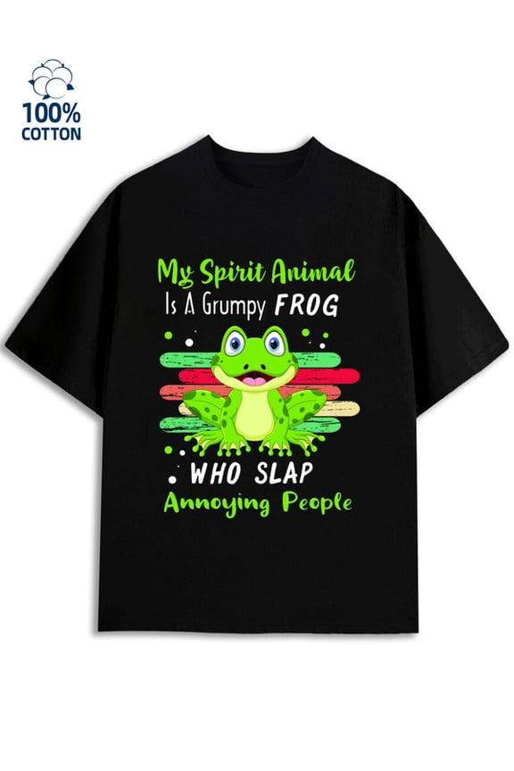 Grumpy Frog T-Shirt men's funny humor 180G 100% Cotton black work husband Trendy Unisex Shirt Cotton tshirts Vintage Unisex Shirt Short Sleeve tshirts Original Unisex Shirt Crewneck tshirts