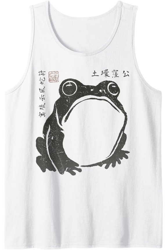 Grumpy Frog Ukiyo-E Japanese Frog Tank Top Size S-3XL