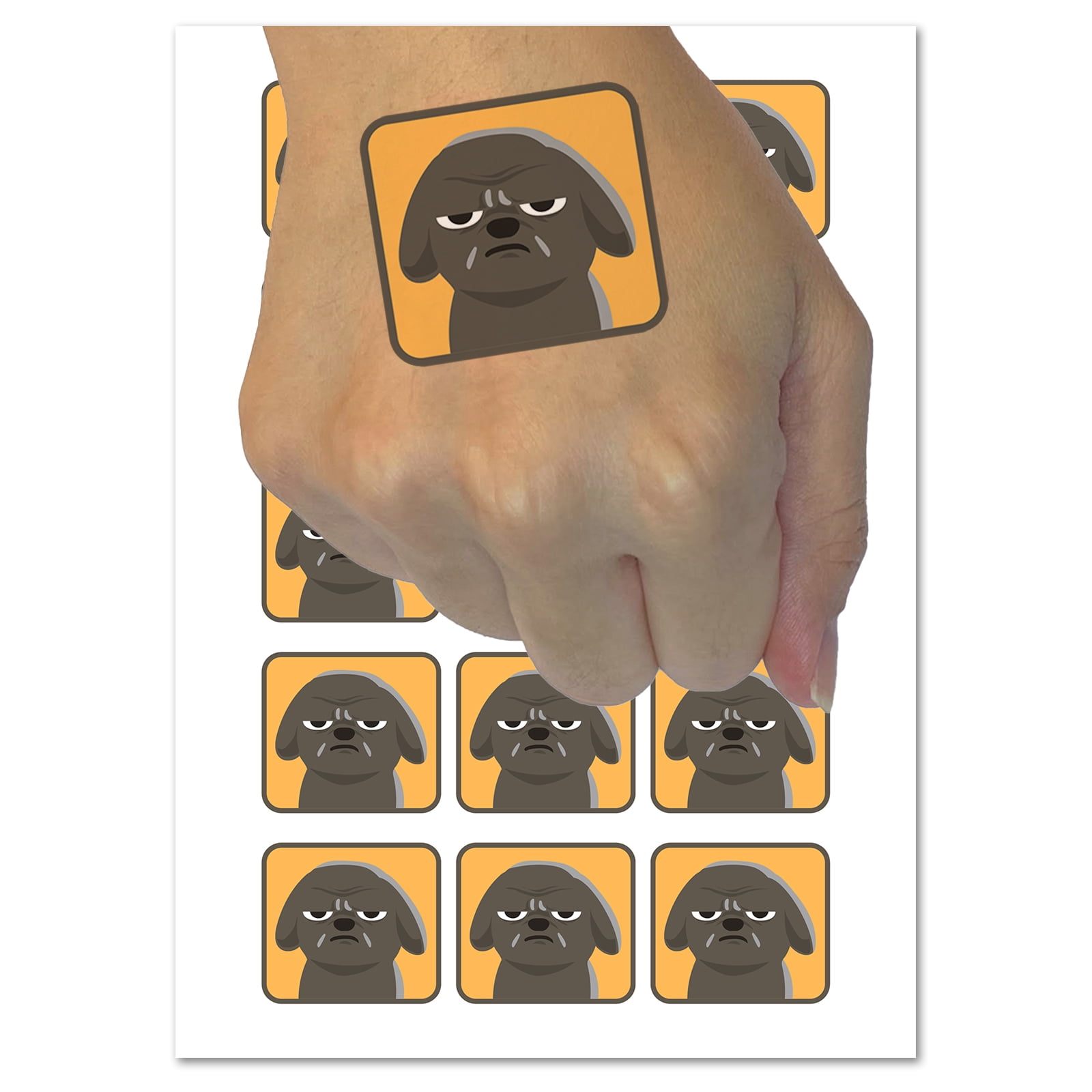 Grumpy Glaring Dog Water Resistant Temporary Tattoo Set Fake Body Art ...