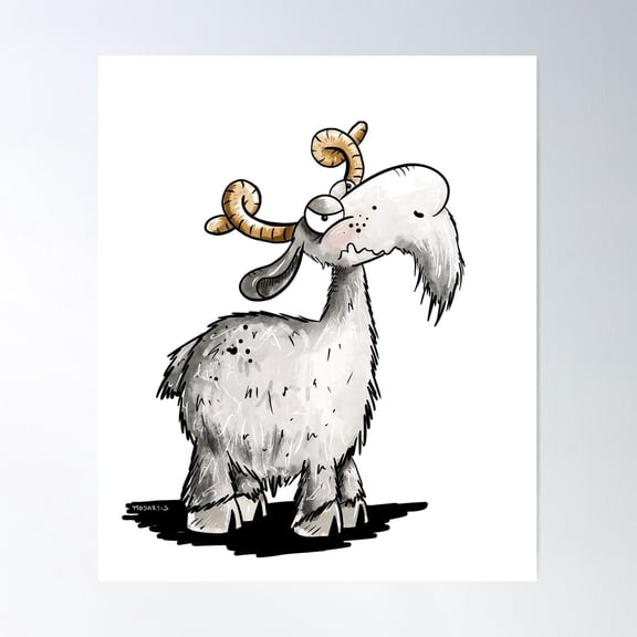 Grumpy Goat Poster Wall Art, Modern Wall Decor For Living Room Bedroom, 12x18 UNFRAMED
