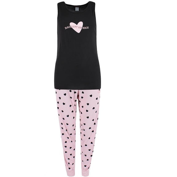 Grumpy & Gorgeous  Naughty or Nice Heart Jogger Pajama Set (Women's Plus)