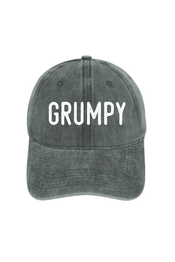 Grumpy Gray Baseball Cap for Men Women, Adjustable Snapback Hats Cotton Hat