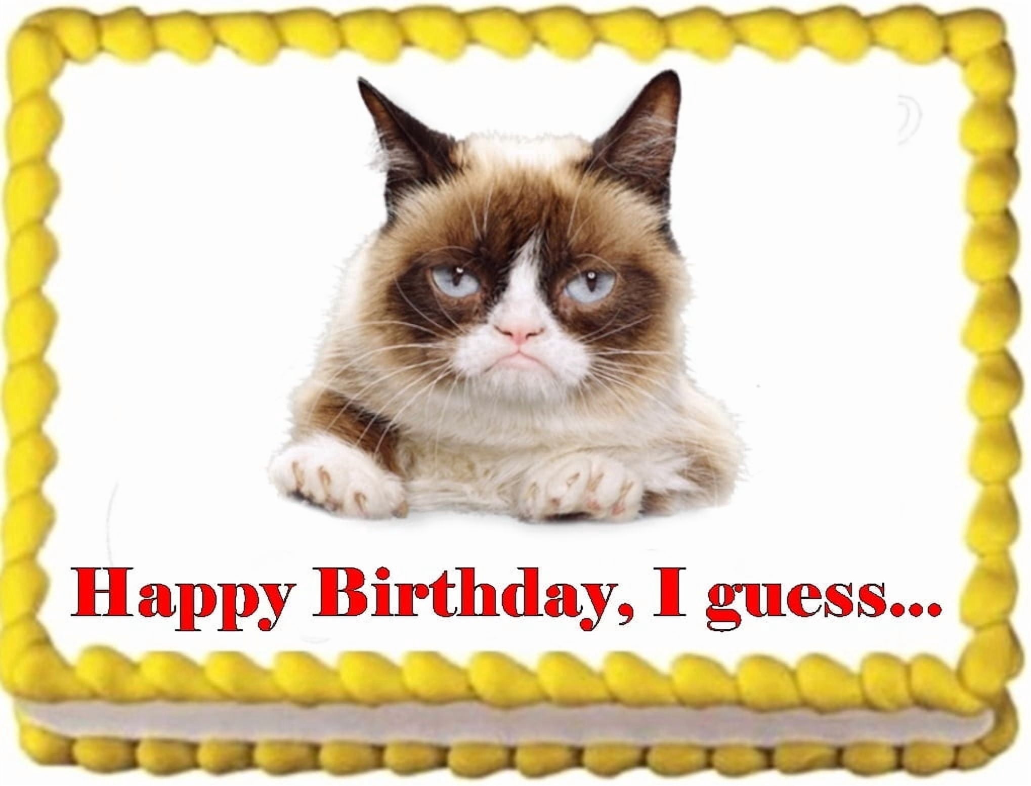 Grumpy Kitten Cat Image Edible Cake Topper Frosting Sheet - Walmart.com