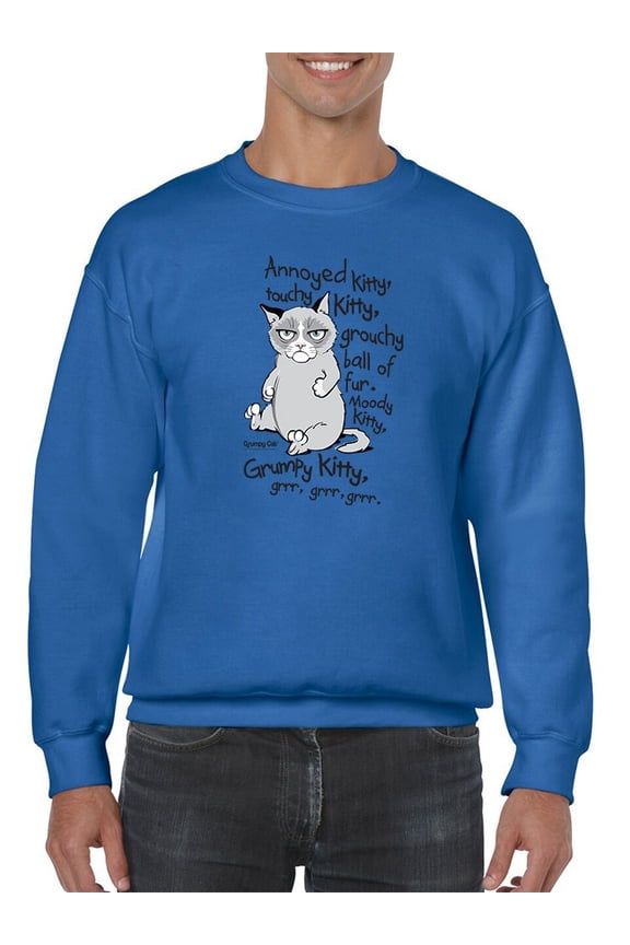 Grumpy Kitty Grr Sweatshirt Men -T-Line Designs, Male Medium