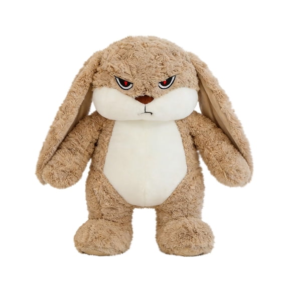Grumpy Long Floppy Ears Brown Bunny Plush Doll Soft PP Cotton Filled Angry Rabbit Stuffed Animal Huggable Toy For Bedroom Sofa Decor Birthday Holiday Gift For All Ages(Silver-30cm)