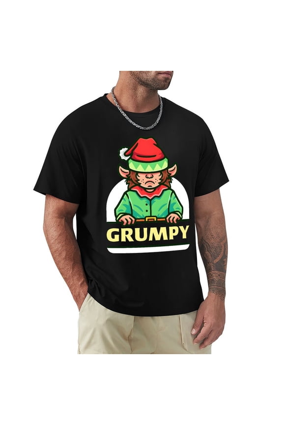 Grumpy Men's HD Print Classic Short Sleeve T-Shirts Black 3XL