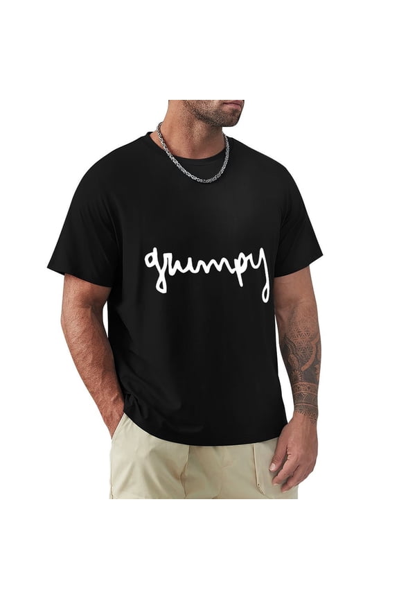 Grumpy Men's HD Print Classic Short Sleeve T-Shirts Black L