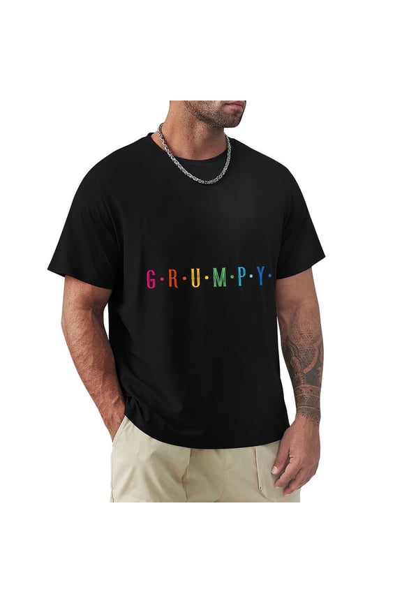Grumpy Men's HD Print Classic Short Sleeve T-Shirts Black M