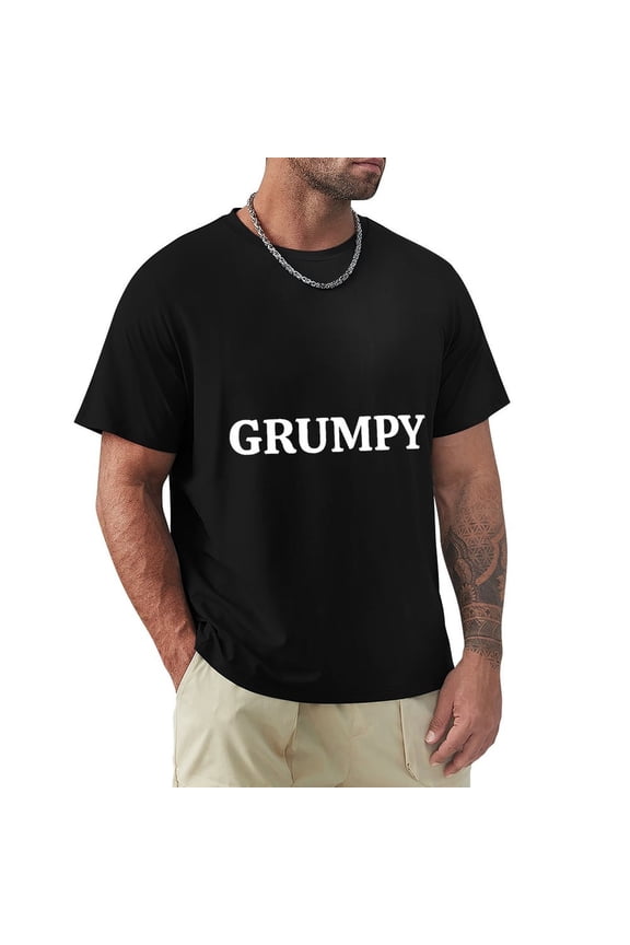 Grumpy Men's HD Print Classic Short Sleeve T-Shirts Black M