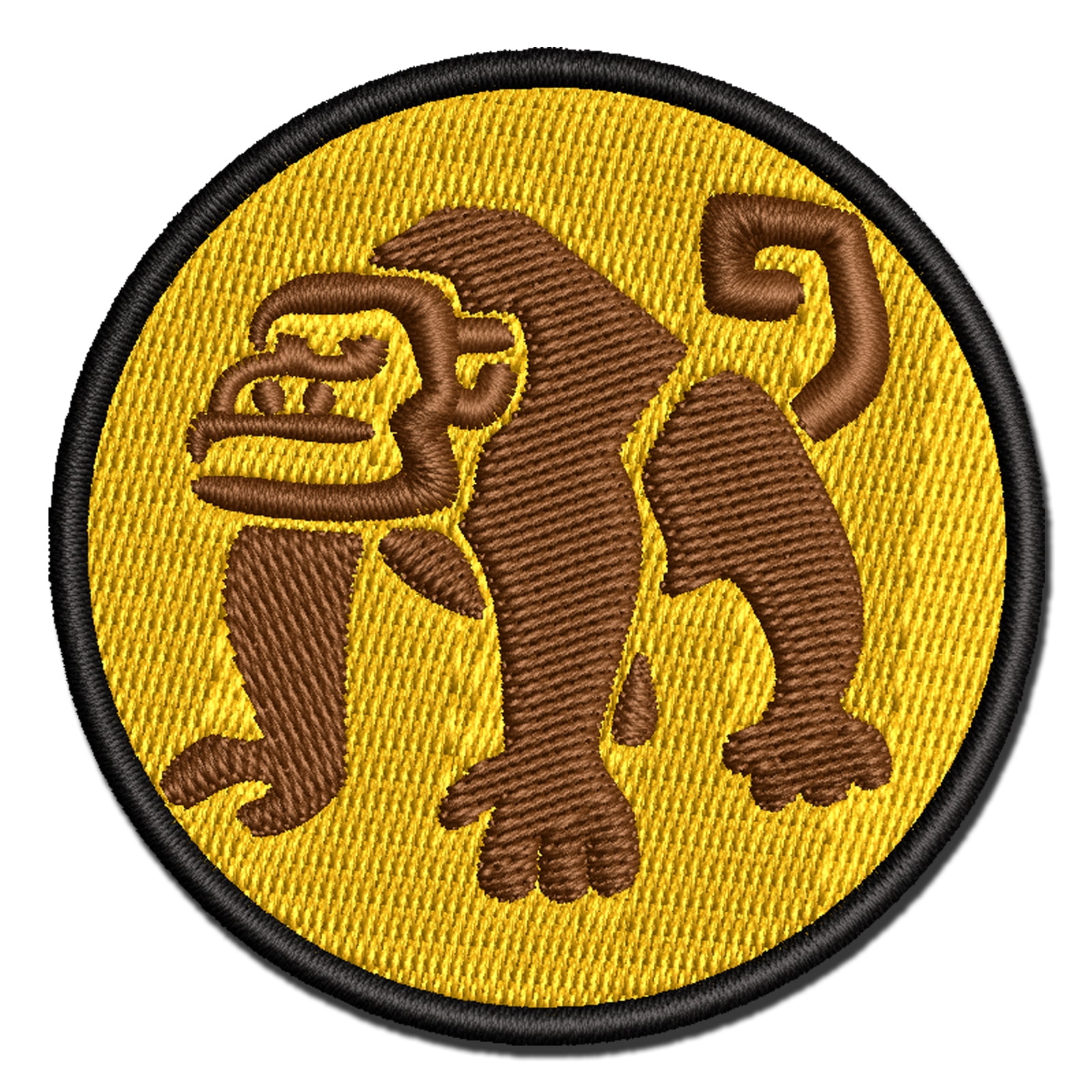 Grumpy Monkey with Curly Tail Applique Multi-Color Embroidered Iron-On Patch - 3.5 Inch Large