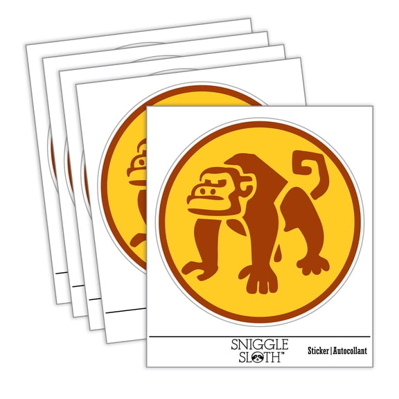 Grumpy Monkey with Curly Tail Car Window Bumper Water Bottle Phone Tablet Laptop Waterproof Vinyl Decal Sticker Set 5-Pack - Gloss Finish - 2.0"