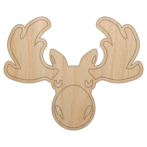 Grumpy Moose Head Wood Shape Unfinished Piece Cutout Craft DIY Projects - 6.25 Inch Size - 1/4 Inch Thick