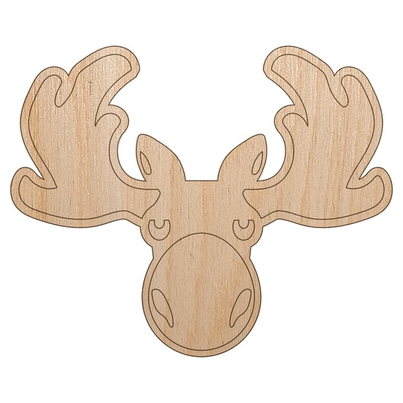 Grumpy Moose Head Wood Shape Unfinished Piece Cutout Craft DIY Projects - 6.25 Inch Size - 1/8 Inch Thick