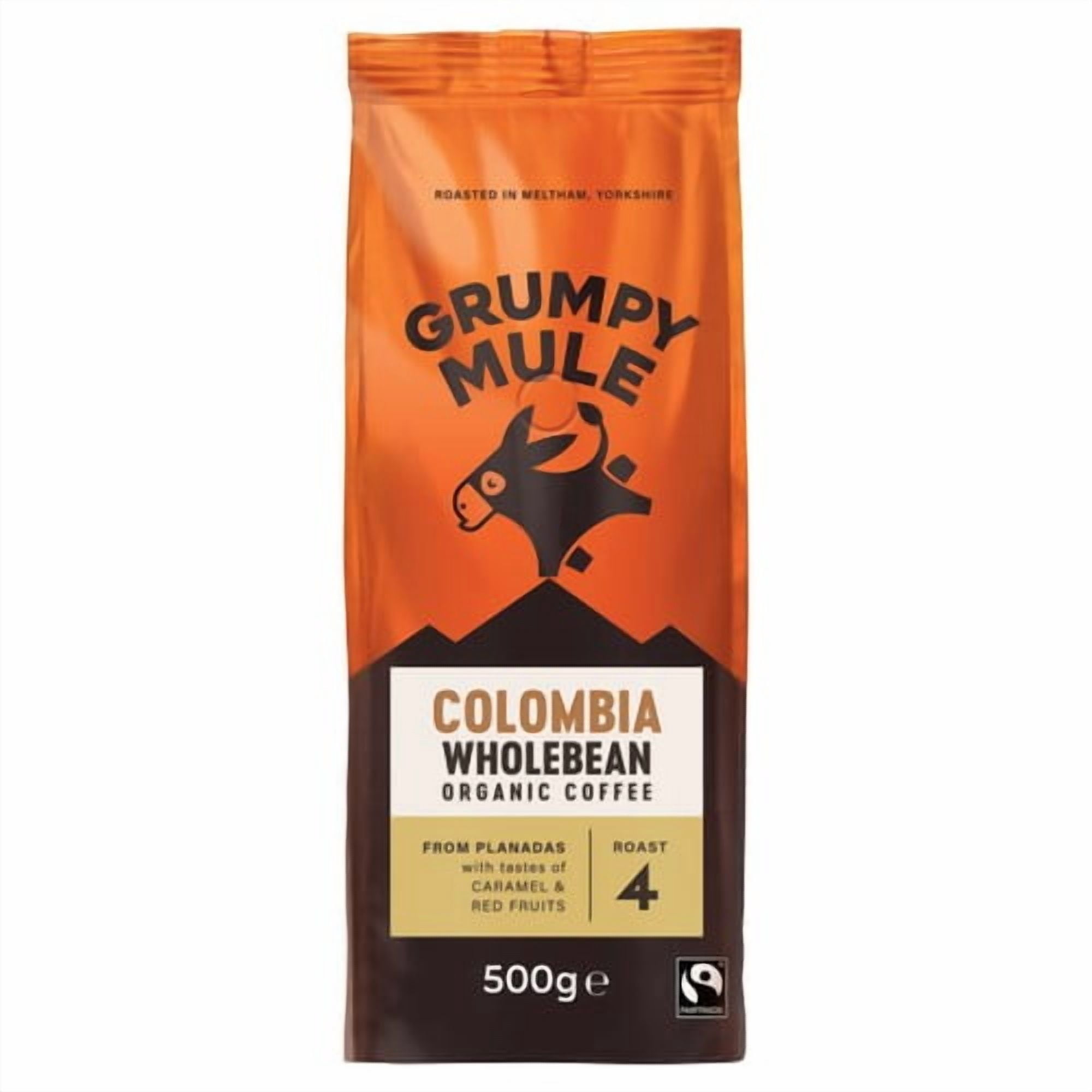 Grumpy Mule Colombia Organic Coffee Beans 500g, British Import (Pack of 2)