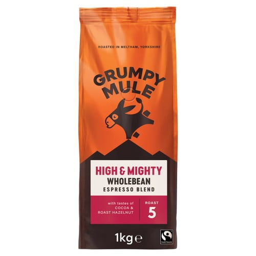 Grumpy Mule High & Mighty Espresso Coffee Beans 1kg, British Import (Pack of 2)