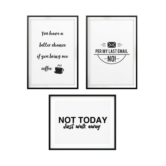 Grumpy Office Novelty 11 x 14" Wall Art UNFRAMED Print (3 Pack)