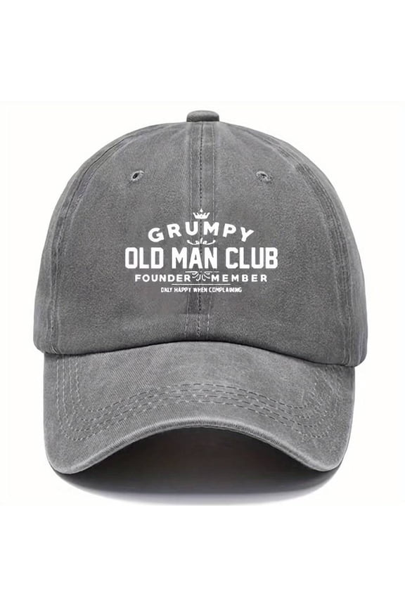 Grumpy Old Man Club Dad Hat Funny 90s Washed Gray Cotton Baseball Cap 90' Style