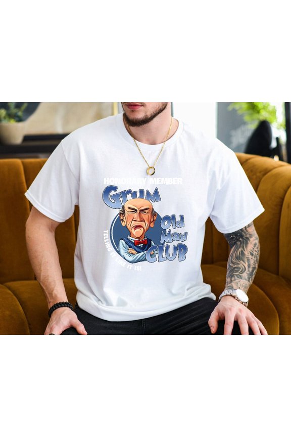 Grumpy Old Man Club Honorary Member Funny Retirement Humor Unisex T-Shirt, up to size 3XL.