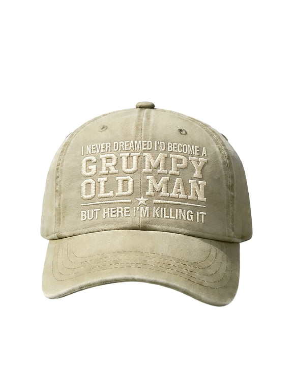 "Grumpy Old Man" Embroidered Baseball Cap | Funny Vintage Washed Hat for Dad, Grandpa & Retirement Gifts | Adjustable 59-62cm