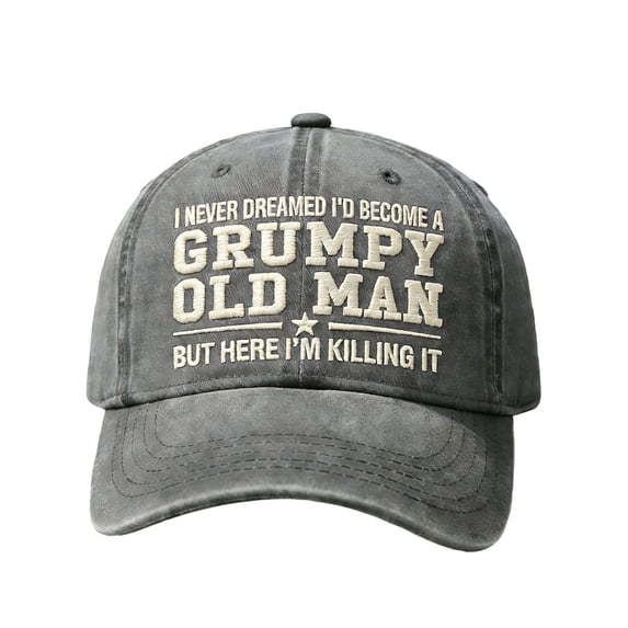 "Grumpy Old Man" Embroidered Baseball Cap | Funny Vintage Washed Hat for Dad, Grandpa & Retirement Gifts | Adjustable 59-62cm