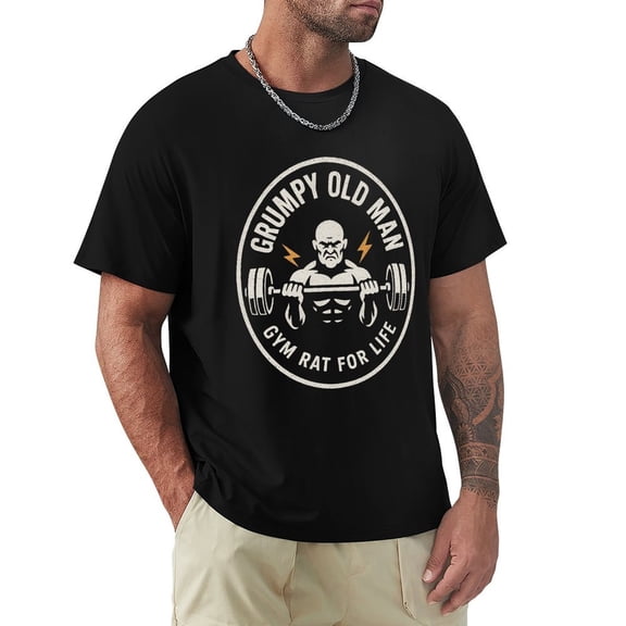 Grumpy Old Man Men's HD Print Classic Short Sleeve T-Shirts Black Small
