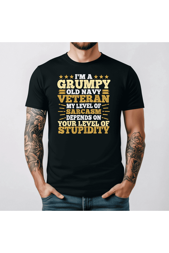 Grumpy Old Navy Veteran Funny Patriotic Veterans Day Tee V17048,for men and women up to 5XL
