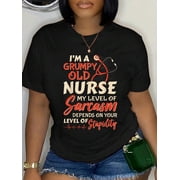 Grumpy Old Nurse Women Nursing RN LPN Medical Grandma Mom Relaxed Fit Classic Comfort Cotton T-Shirt Women's Men's Graphic Tee Crew Neck summer vacation Tops
