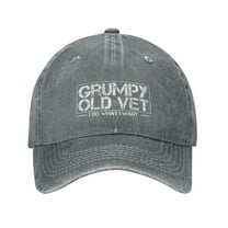 Grumpy Old Vet I Do What I Want Baseball Cap Vintage Soft Washed Denim,Golf Dad Hat Adjustable Trucker Hats for Men Women Unisex Adult,Gray