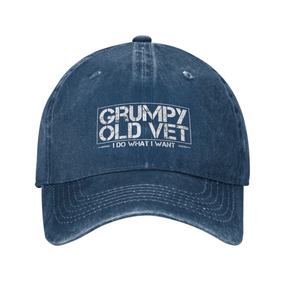 Grumpy Old Vet I Do What I Want Baseball Cap Vintage Soft Washed Denim,Golf Dad Hat Adjustable Trucker Hats for Men Women Unisex Adult,Navy Blue