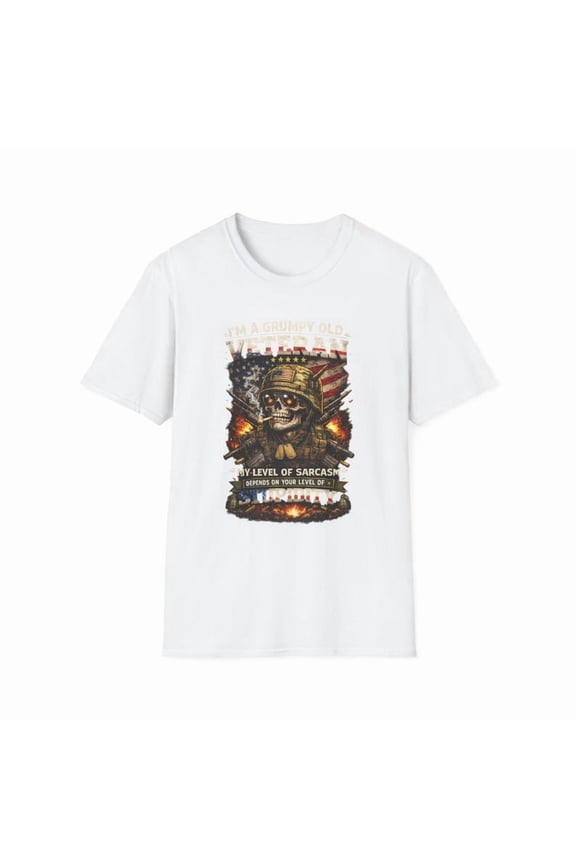Grumpy Old Veteran skull helmet T-Shirt | American flag military design