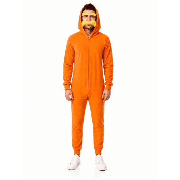 Grumpy Orange Man Halloween Costume Set with Jumpsuit Mustache Eyebrows