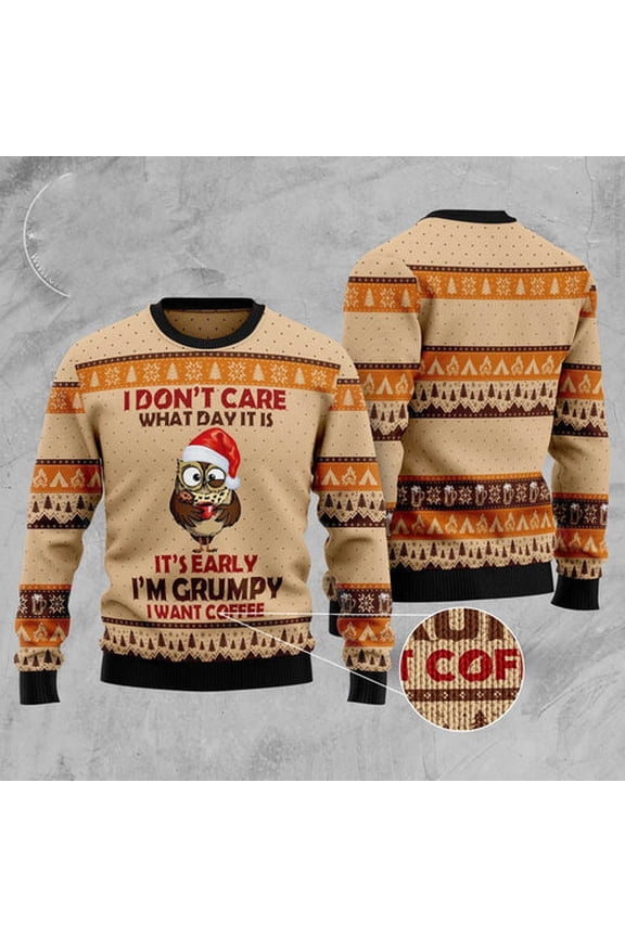 Grumpy Owl 3D Christmas Sweater, Funny Xmas Sweater, Sweater Xmas