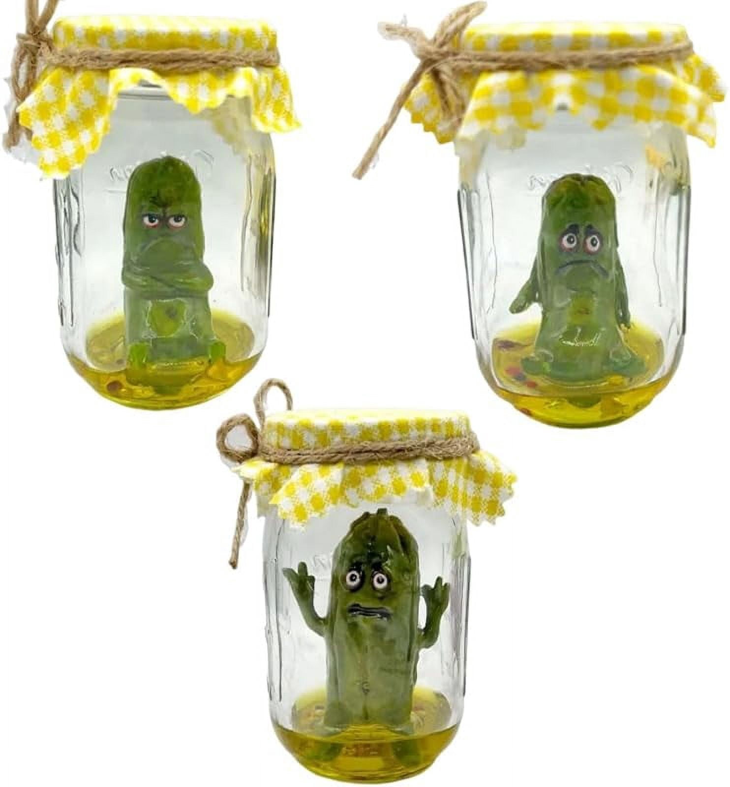 GudaAphrmix Grumpy Pickle In A Bottle Sculpture Cute Handcrafted Crafts Emotional Support Pickled Cucumber Ornament Funny Miniature Glass Screaming...