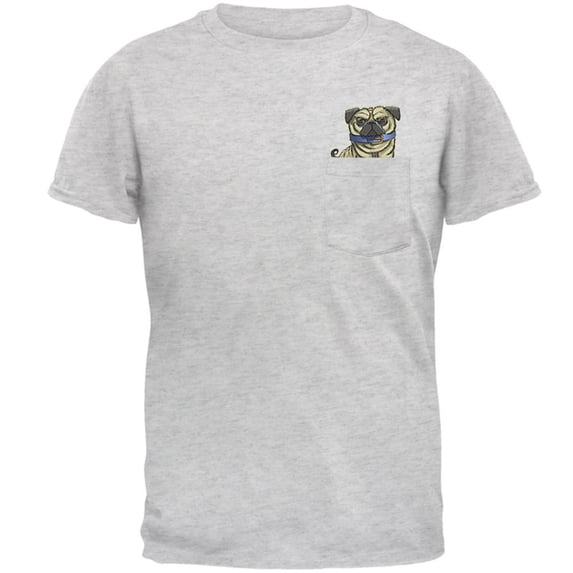 Grumpy Pug Off Pocket Pet Funny Mens Pocket T Shirt Light Heather Grey 2XL