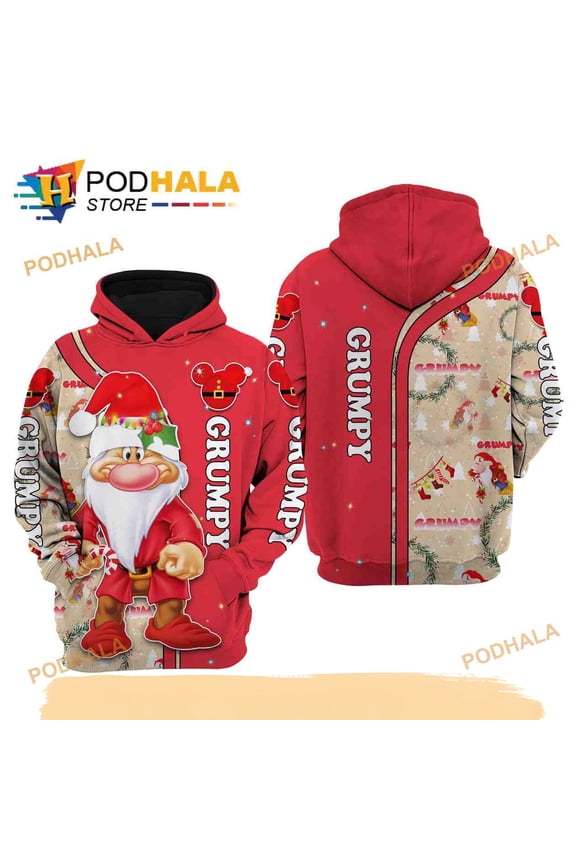 Grumpy Red Christmas Disney AOP Unisex 3D Hoodie T-Shirt